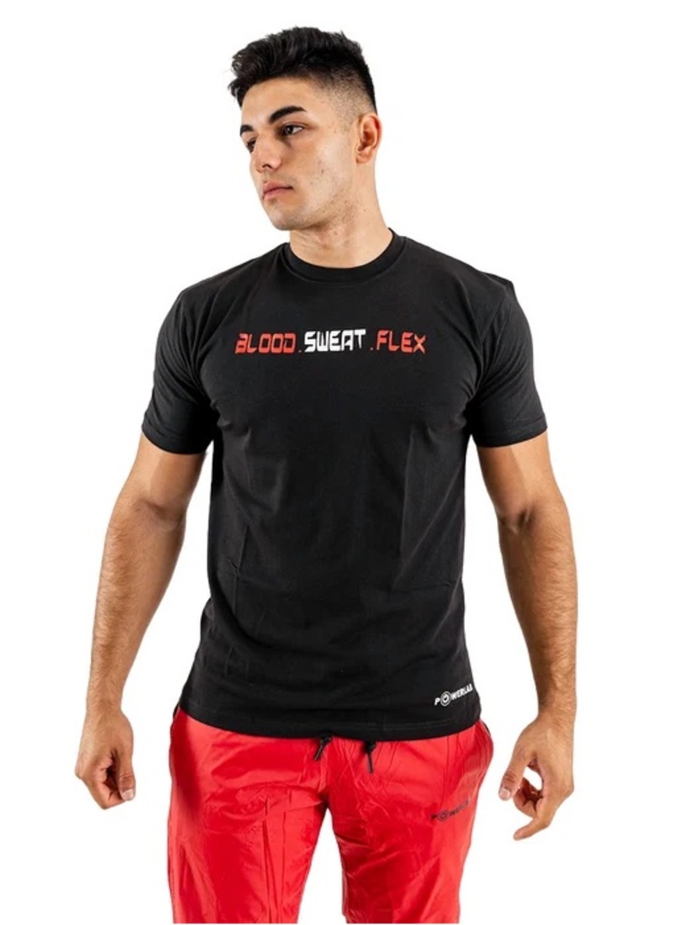 Black 'Blood.Sweat.Flex' Graphic Short Sleeve Tee